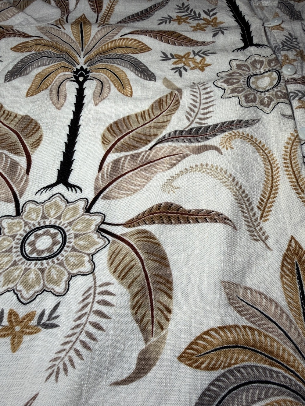 Label of Love Beige Brown Palm Floral Safari Button Front Tunic Dress Small - Picture 7 of 7
